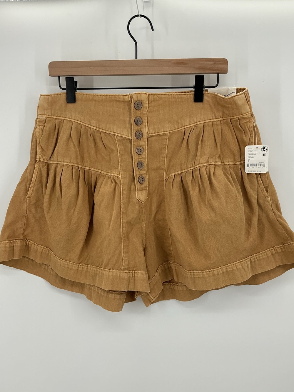 Free People We The Free Fleur Shorts Washed Brown Size Large NWT - Picture 2 of 8